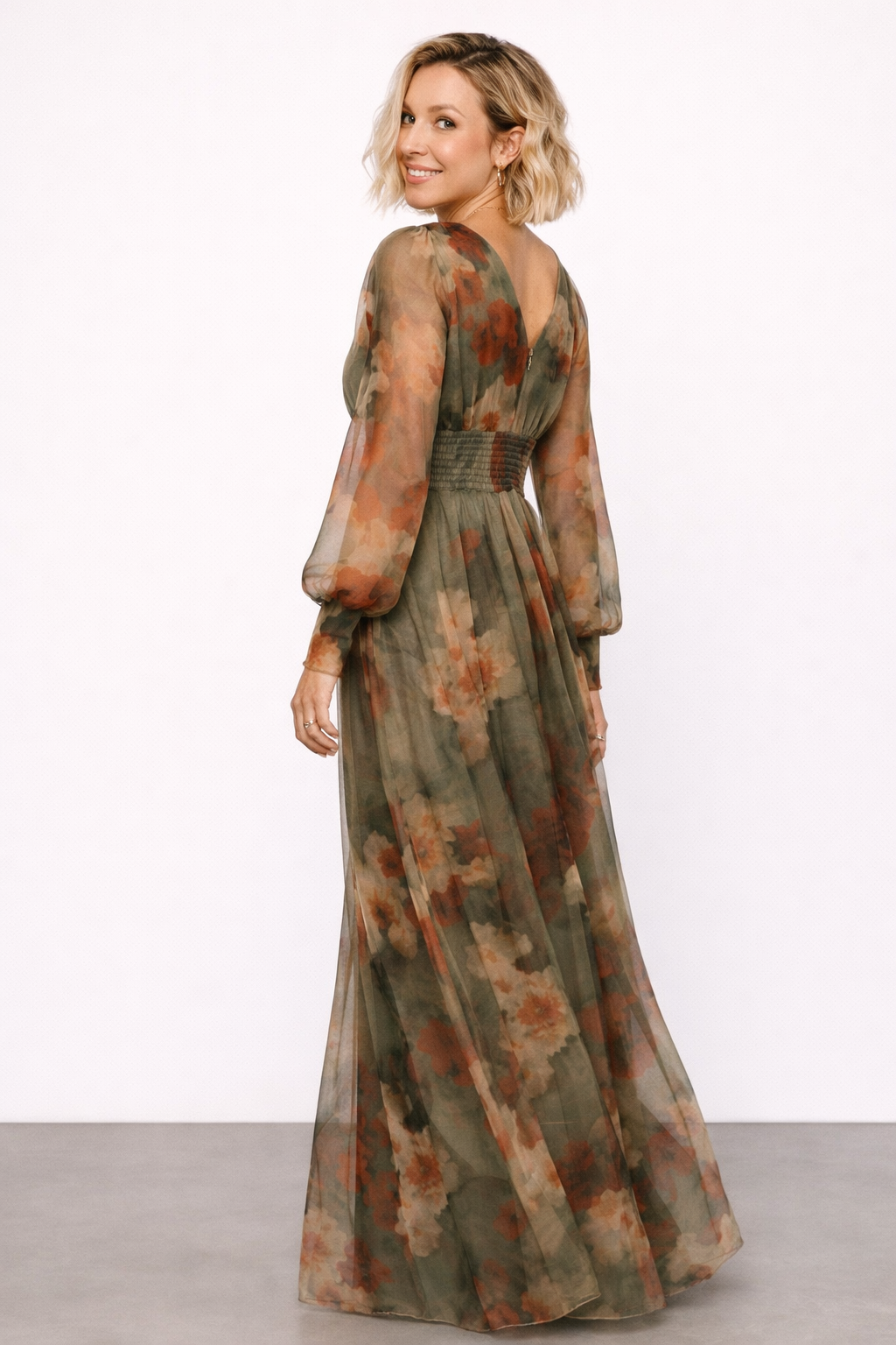 Amara™ | Olive Floral Maxi Dress